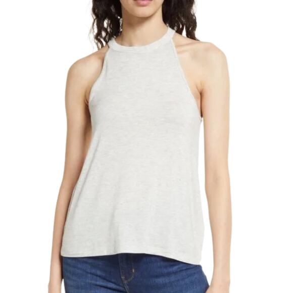 Melrose and Market High Neck Knit Tank Top in Light Heather Grey NWT Siz… - Picture 1 of 1